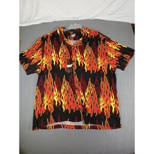 Fresh Prints of Bel-Air Flame Shirt 5X Black Red Yellow Fire Print Rockabilly...